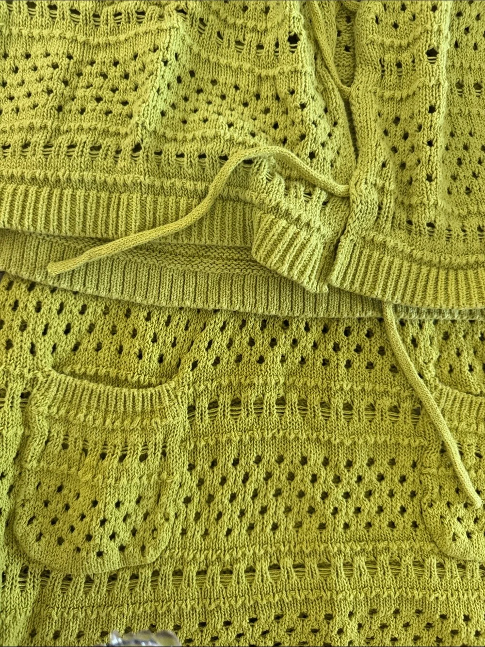 Free People Beach Crochet Knit Lime Green Two-Piece Vest & Skirt Set